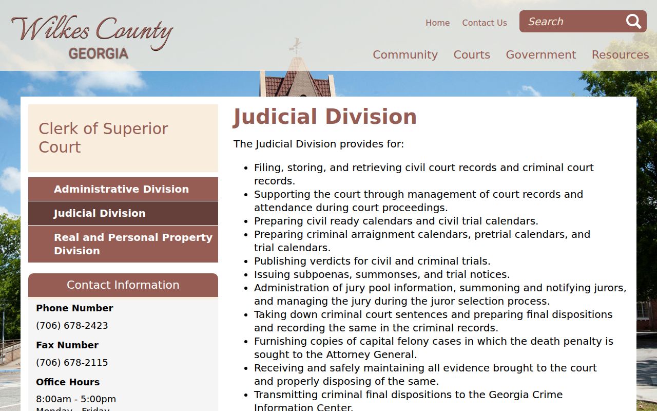 Wilkes County criminal recordkeeping duties for calendars sentences appeals and GCIC dispositions