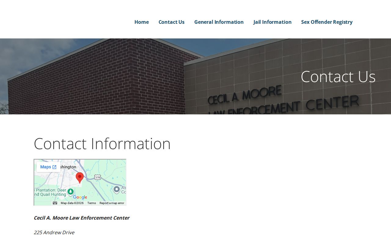 Wilkes County sheriff and jail contact page