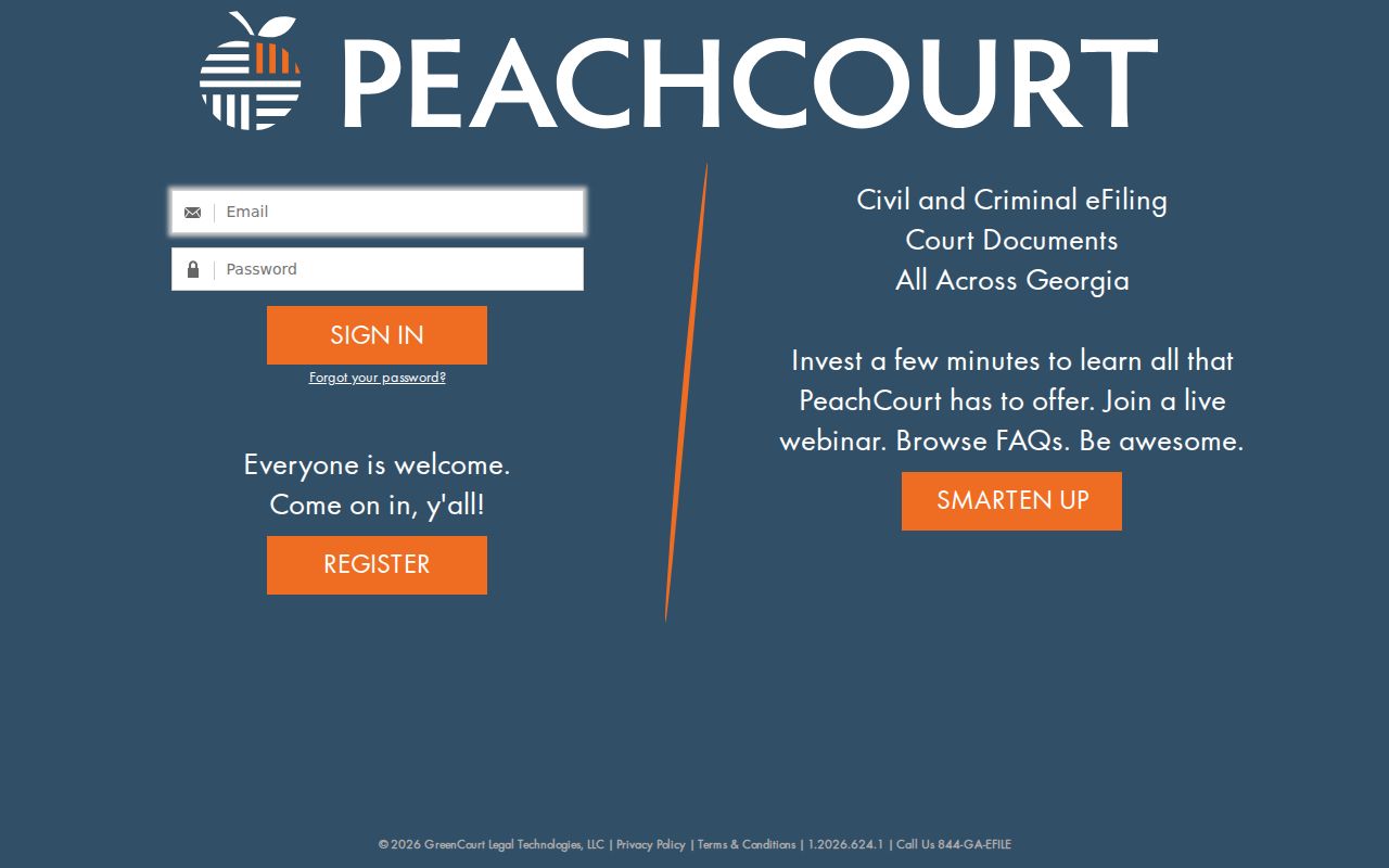 PeachCourt account access page used for Wilkes County Superior Court records
